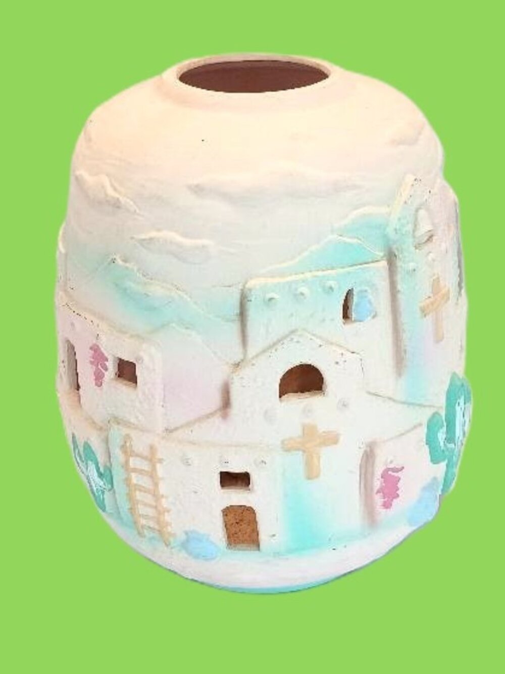 Vintage Ceramic Southwestern Vase Planter Luminary Beachcomber Int'l 1992 10"